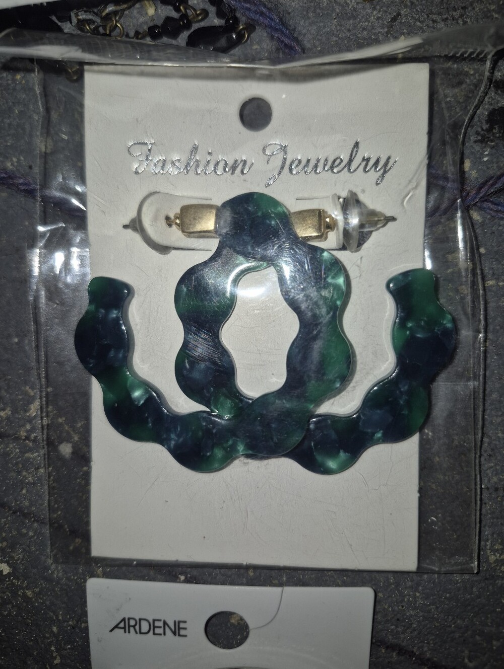Ardene Green Swirl Wavy Hoop Clip-On Earrings